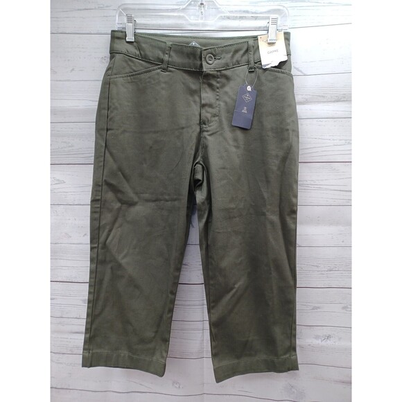 St. Johns Bay Womens Olive Green Solid Capri Pants Cropped Sz 4 - Picture 1 of 8